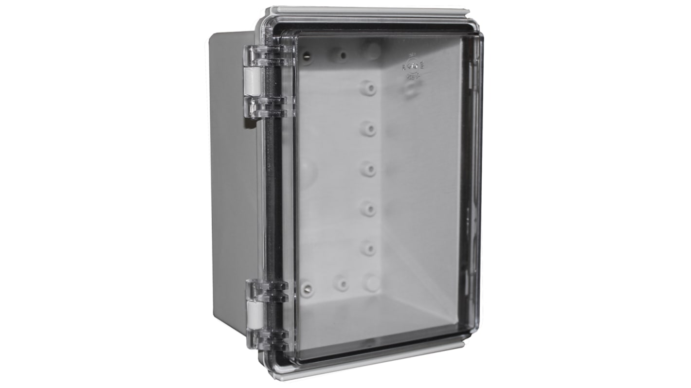 CAMDENBOSS X8 Series Grey ABS General Purpose Enclosure, IP67, IK08, Clear Lid, 185x135x100mm