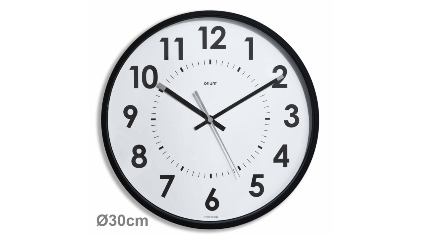 Orium Black Analog Wall Clock, 30cm Diameter
