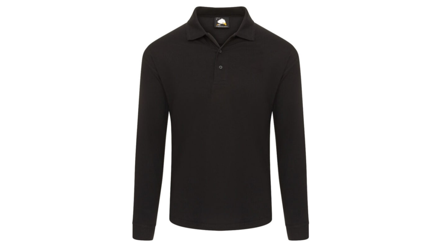 Orn 1170 Black Cotton, Polyester Polo Shirt, UK- L, EUR- L