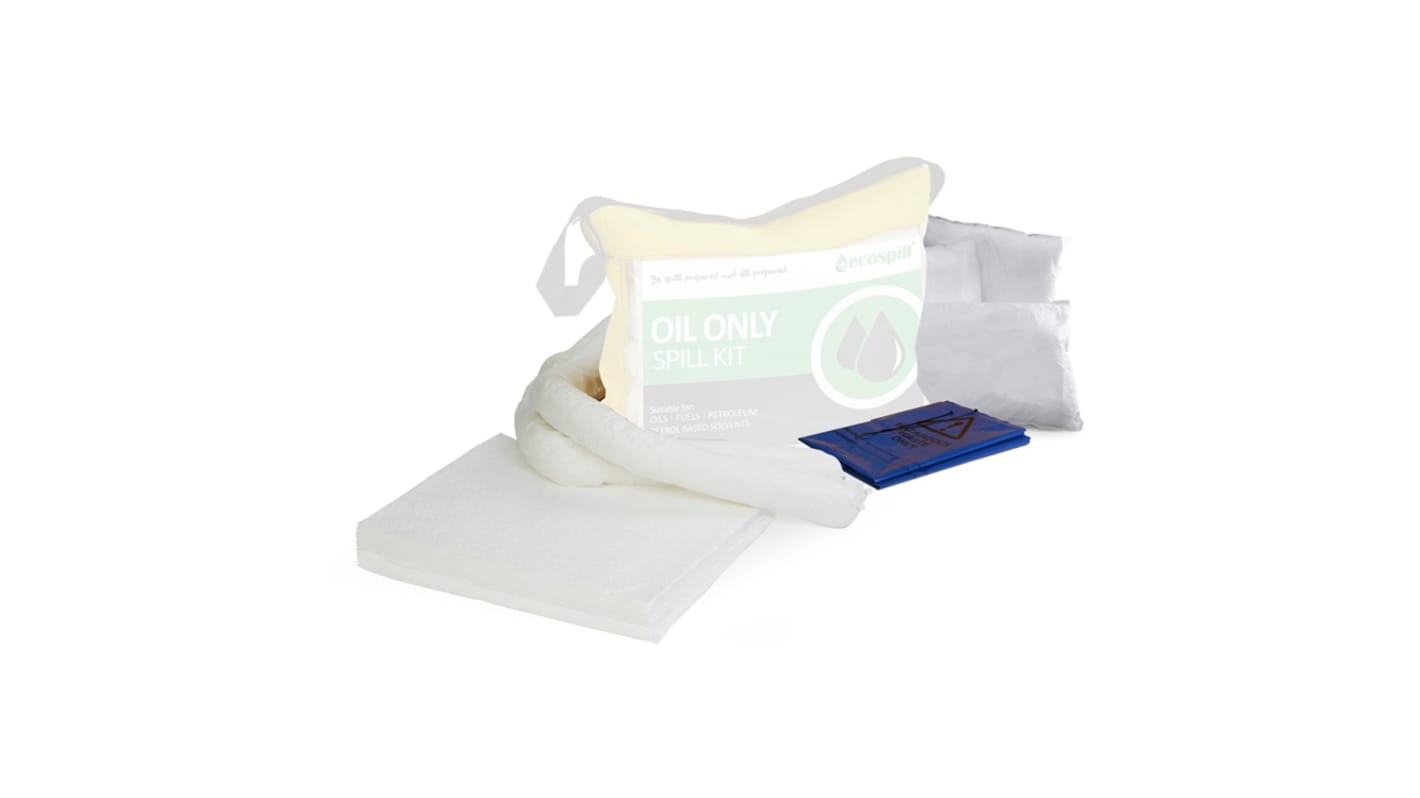 Kit para derrames Ecospill Ltd, contiene Bolsa y brida x 1, cubierta de drenaje de arcilla x 1, almohadillas x 24,