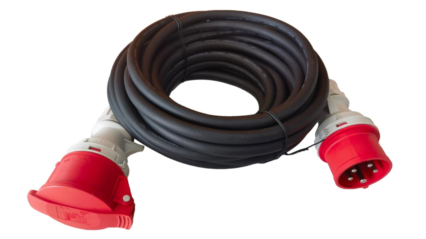 RS PRO 10m 1 Socket CEE Extension Lead, 400 V, IP44