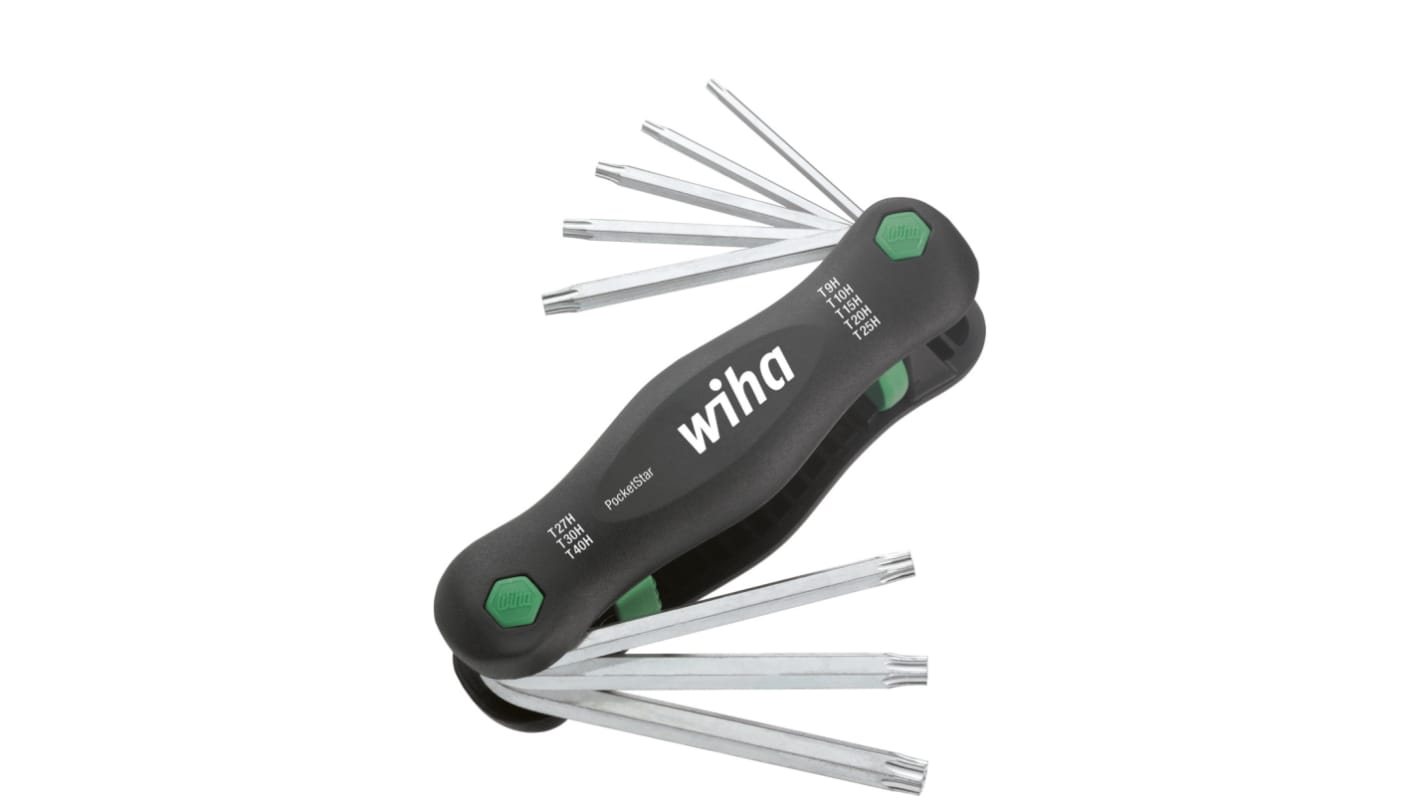 Wiha T9 bis T40 TORX®-Schlüsselsatz  8-teilig, T9H, T10H, T15H, T20H, T25H, T27H, T30H, T40H