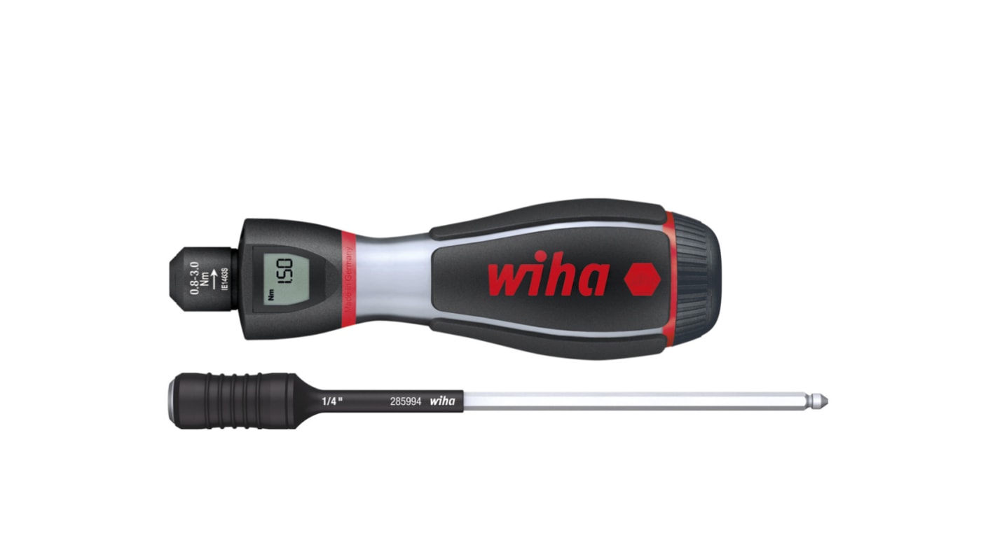 Wiha Adjustable Hex Torque Screwdriver, 0.8 → 3Nm, 4 mm Drive, No, ± 6 % Accuracy