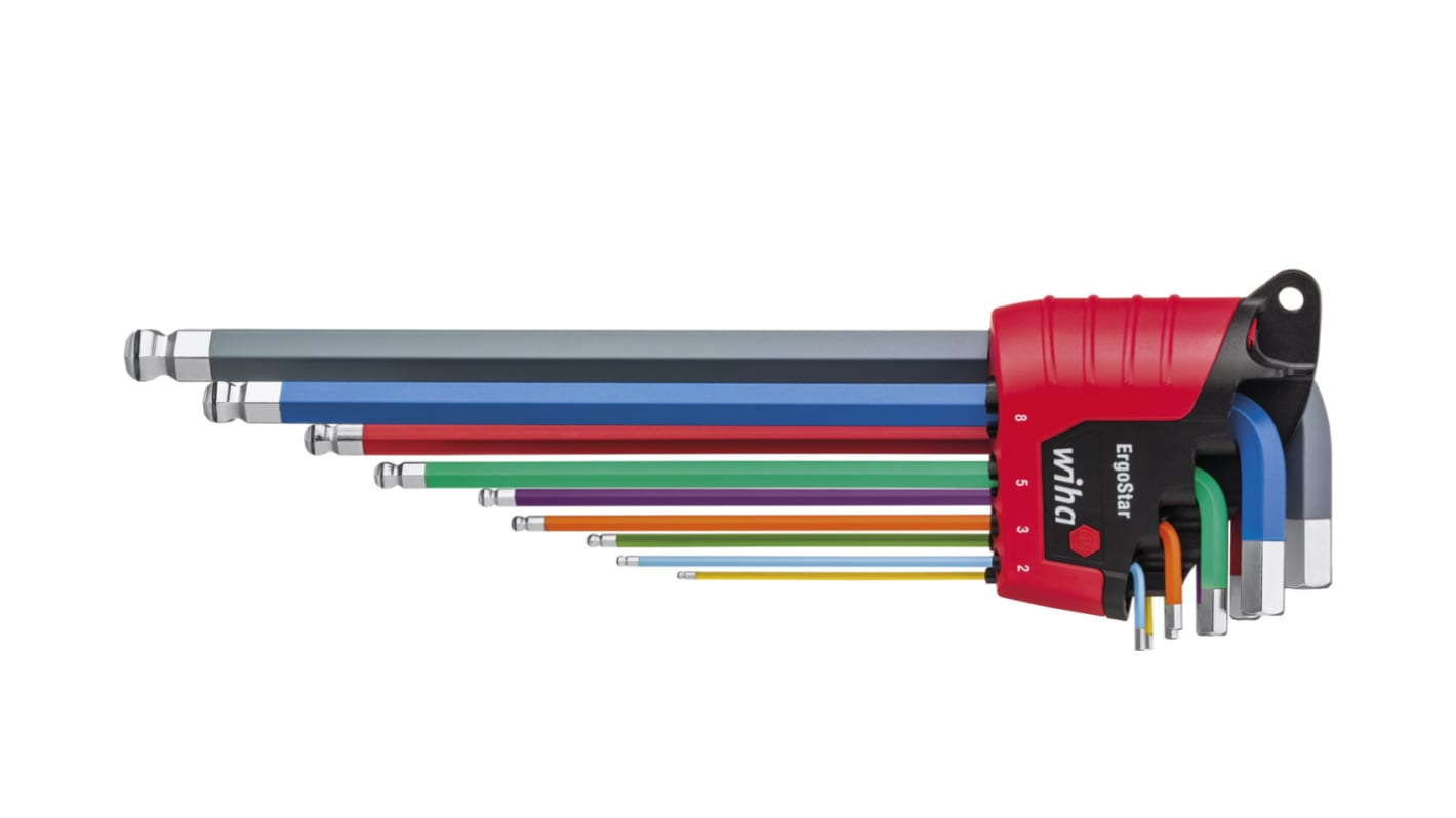 Wiha 9 piece L Shape Metric Hex Key Set, 1.5 → 10mm