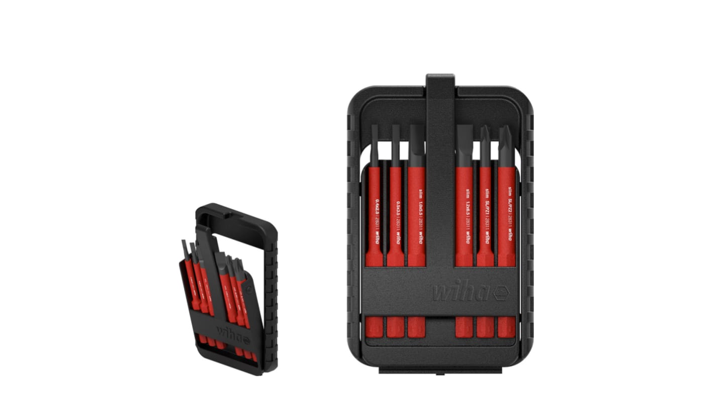 Wiha Electric Bit Set 6 Pieces, Plus Minus, Pozidriv, Slotted