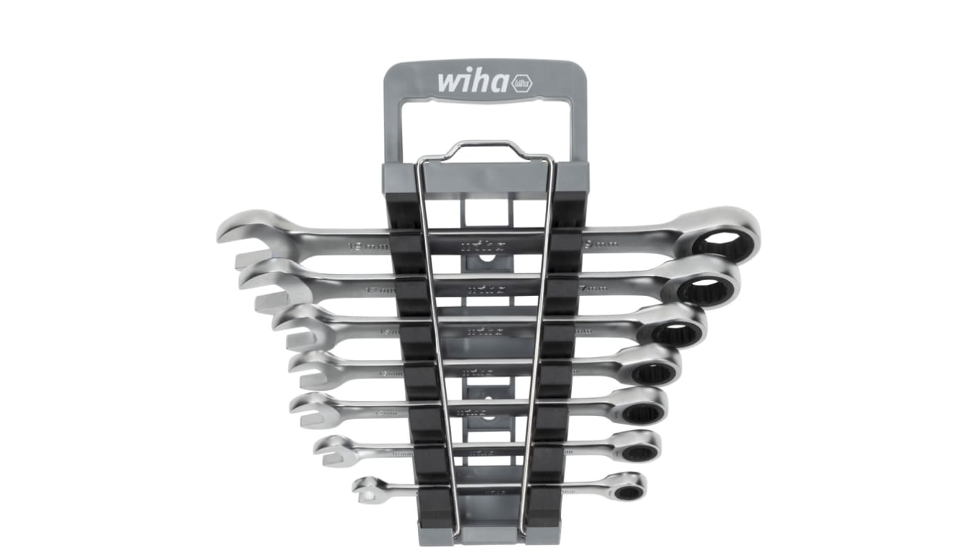 Wiha 30396 Series 7-Piece Ring Spanner Set, 8, 10, 12, 13, 15, 17, 19, Chrome Vanadium Steel