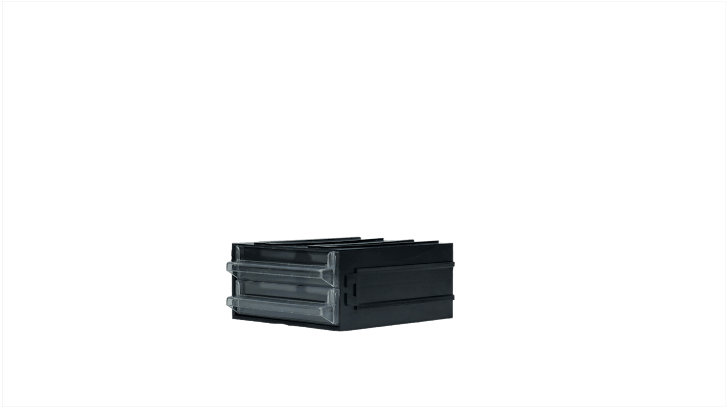 RS PRO 2 Drawer Unit, Polystyrene, 112mm x 56mm x 133mm, Black, Transparent