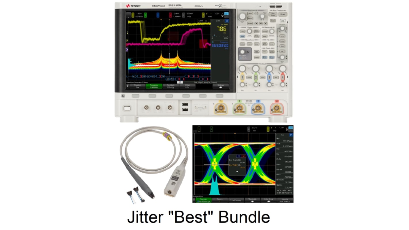 Keysight Technologies MSOX6004JIT High-Speed Jitter Better Bundle Series, 2.5GHz Bench Oscilloscope, 4 Analogue
