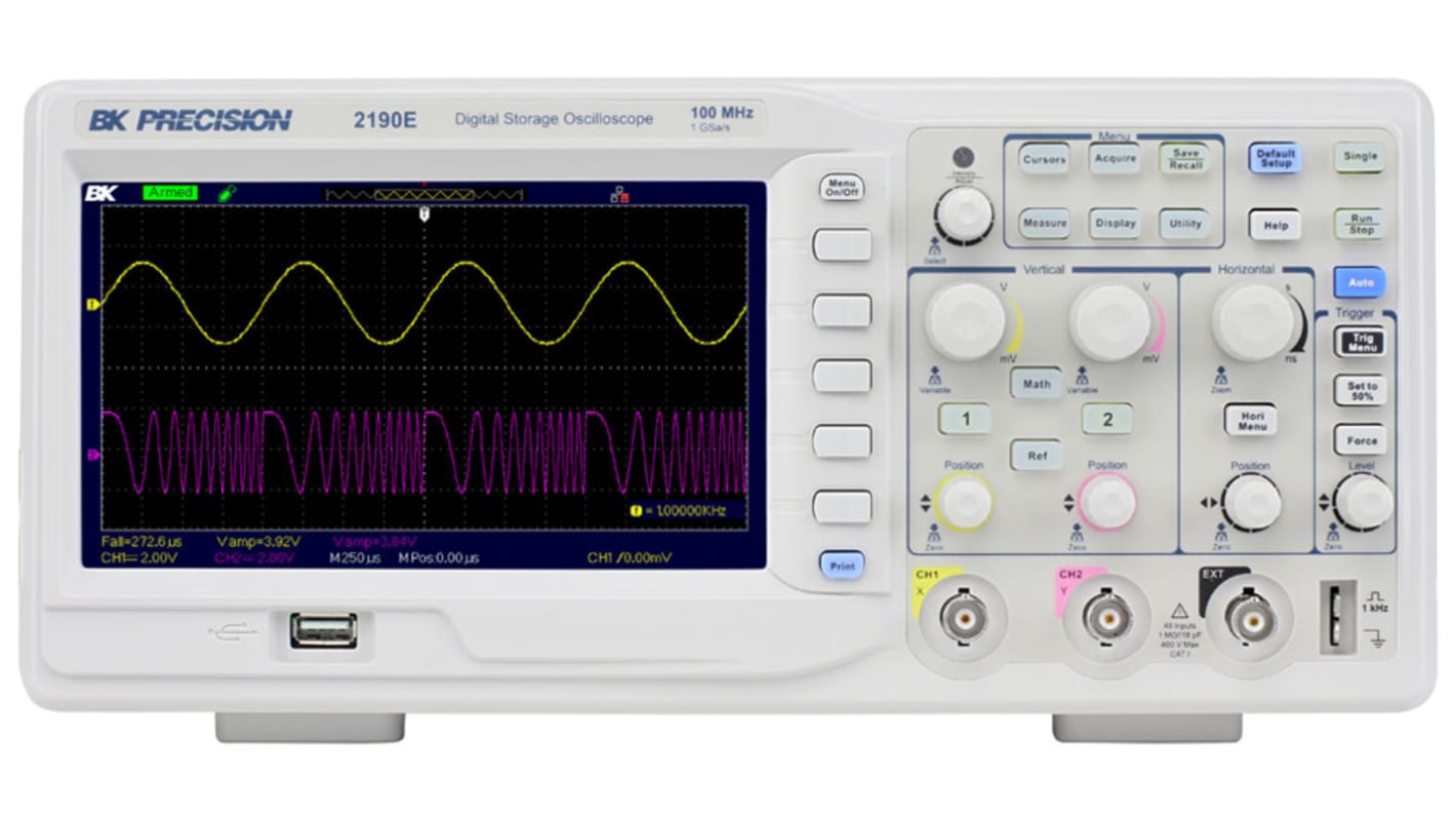 BK Precision BK2190E 2190E Series, 100MHz Bench Oscilloscope, 2 Analogue Channels - UKAS Calibrated