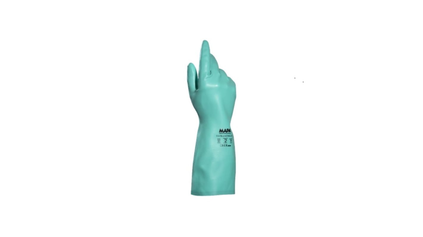 Mapa ULTRANITRIL 491 Green Nitrile Chemical Resistant Gloves, Size 9, Nitrile Coating