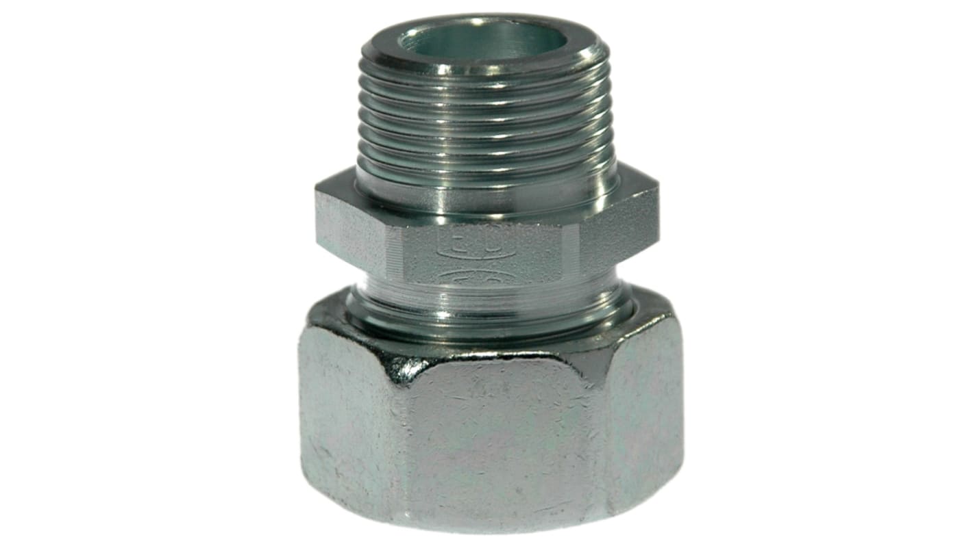 Racor hidráulico, Parker, GE04LLMCF, Connector A Cono macho de 24°, Connector B Encaje a presión de 8 mm