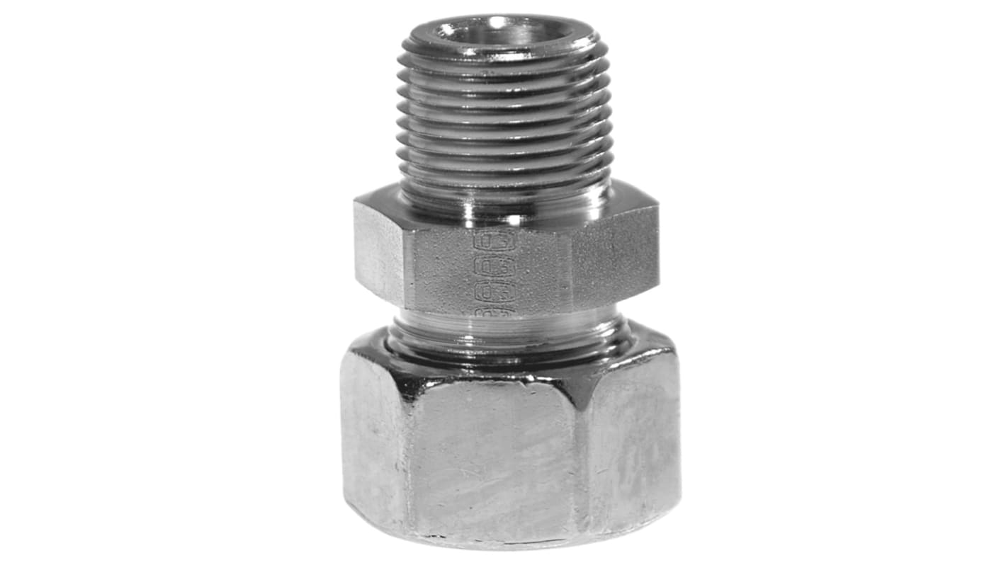 Racor hidráulico, Parker, GE08L1/8NPTCF, Connector A Cono macho de 24°, Connector B NPT 1/8 macho