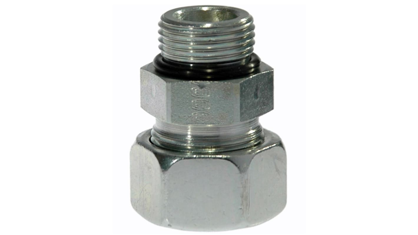 Racor hidráulico, Parker, GE08L7/16UNFOMDCF, Connector A Cono macho de 24°, Connector B UNF 7/16-20 macho