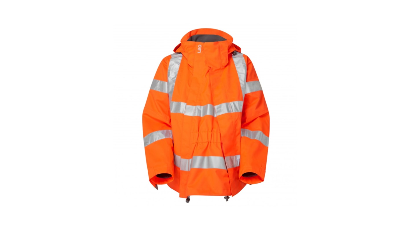 Leo Workwear Damen Warnschutzjacke Atmungsaktiv, Hi-Vis, Wasserdicht Orange, Größe L