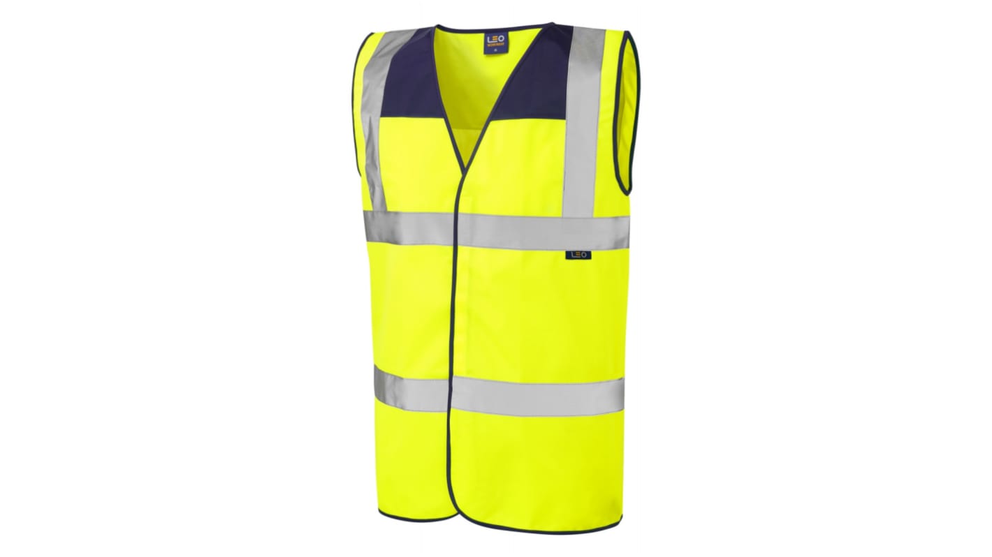 Leo Workwear Yellow/Navy Hi-Vis Hi Vis Vest, XXL