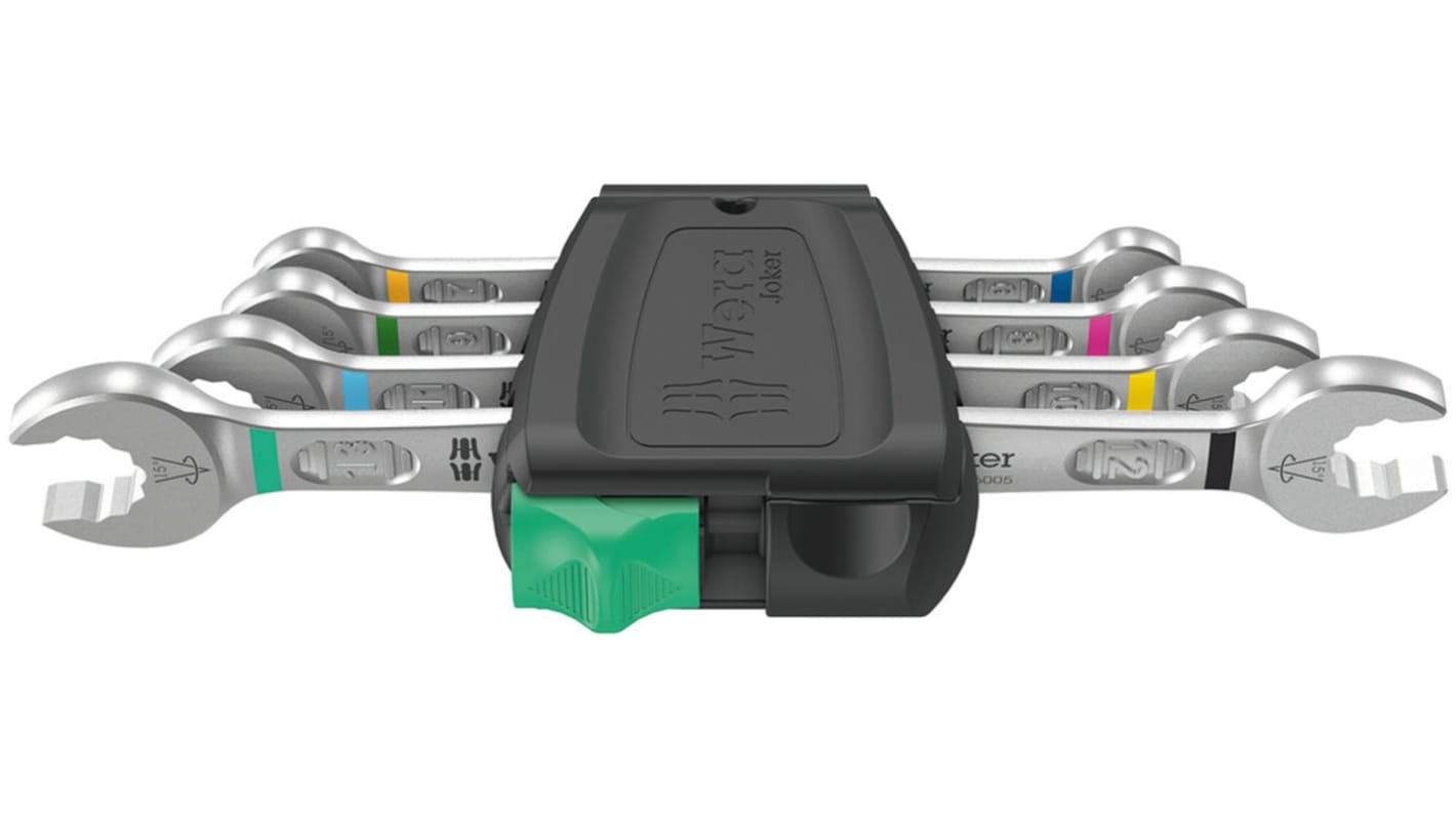 Wera 6005 Series 4-Piece Double Ended Open Spanner, 6 x 7 mm, 8 x 9 mm, 10 x 11 mm, 12 x 13 mm