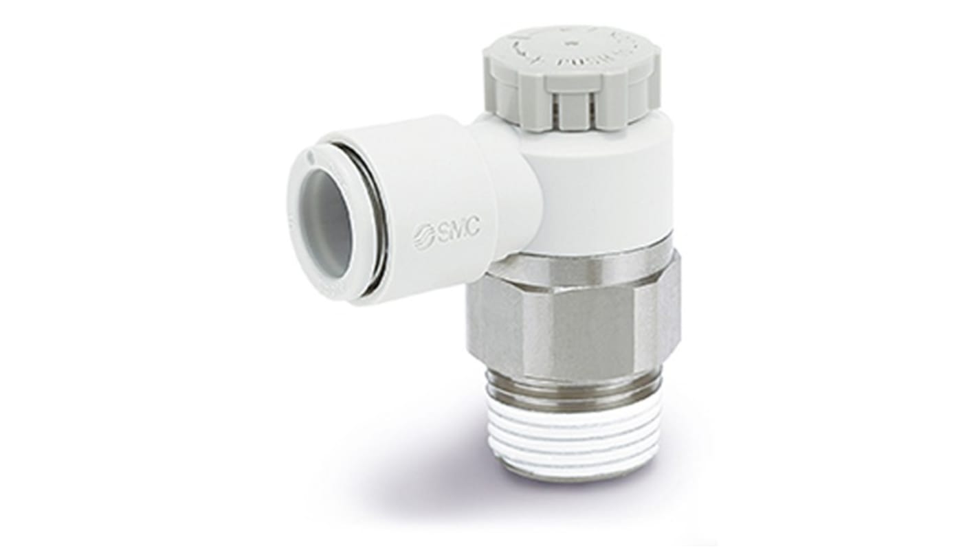 SMC AS Series Elbow Fitting, G 1/4 to Push In 6 mm, Threaded-to-Tube Connection Style