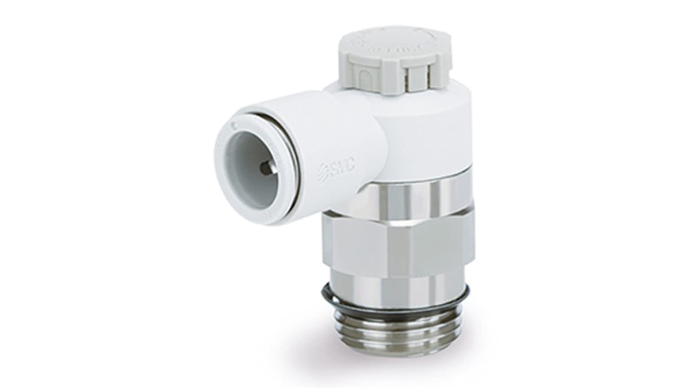 SMC AS Series Threaded Speed Controller, UNI 1/8 Male Inlet Port x Tube Outlet Port x Push In 4mm Tube Outlet Port