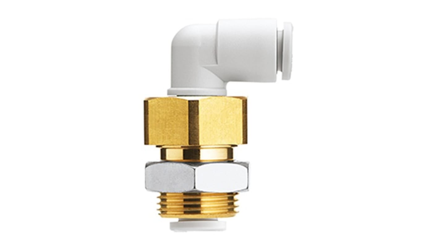 SMC KQ2 Series Elbow Fitting, Push In 6 mm to Push In 6 mm, Tube-to-Tube Connection Style