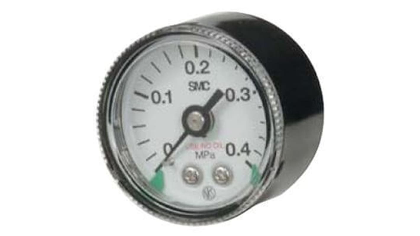SMC R 1/8 Analogue Pressure Gauge 0.7MPa Back Entry 42.5mm Outside Diameter
