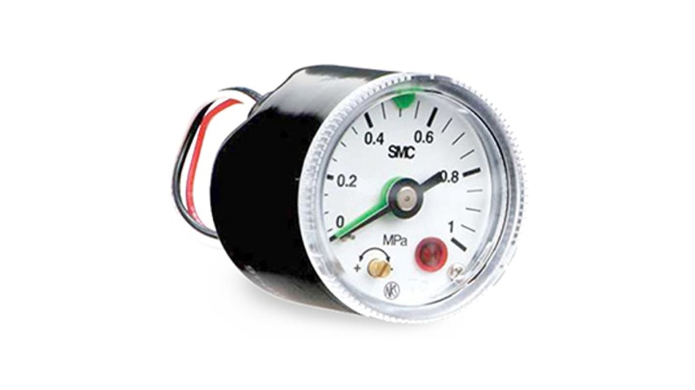 SMC R 1/8 Analogue Pressure Gauge 1MPa Back Entry 42.5mm Outside Diameter
