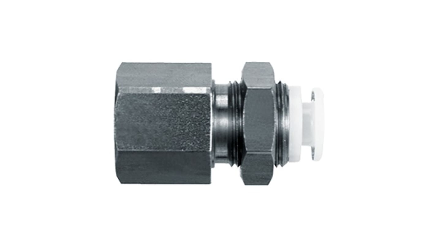 SMC KGE Series Bulkhead Threaded-to-Tube Adaptor, Rc 1/8 to Push In 6 mm, Threaded-to-Tube Connection Style