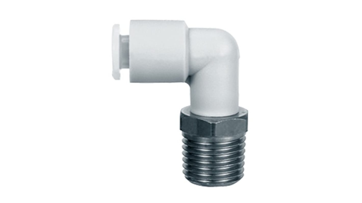 SMC KG Series Male Stud Elbow, R 1/2 to Push In 12 mm, Threaded-to-Tube Connection Style