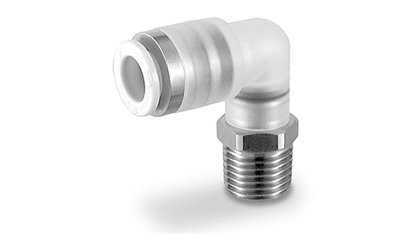 SMC KPG Series Male Stud Elbow, M5 to Push In 4 mm, Threaded-to-Tube Connection Style