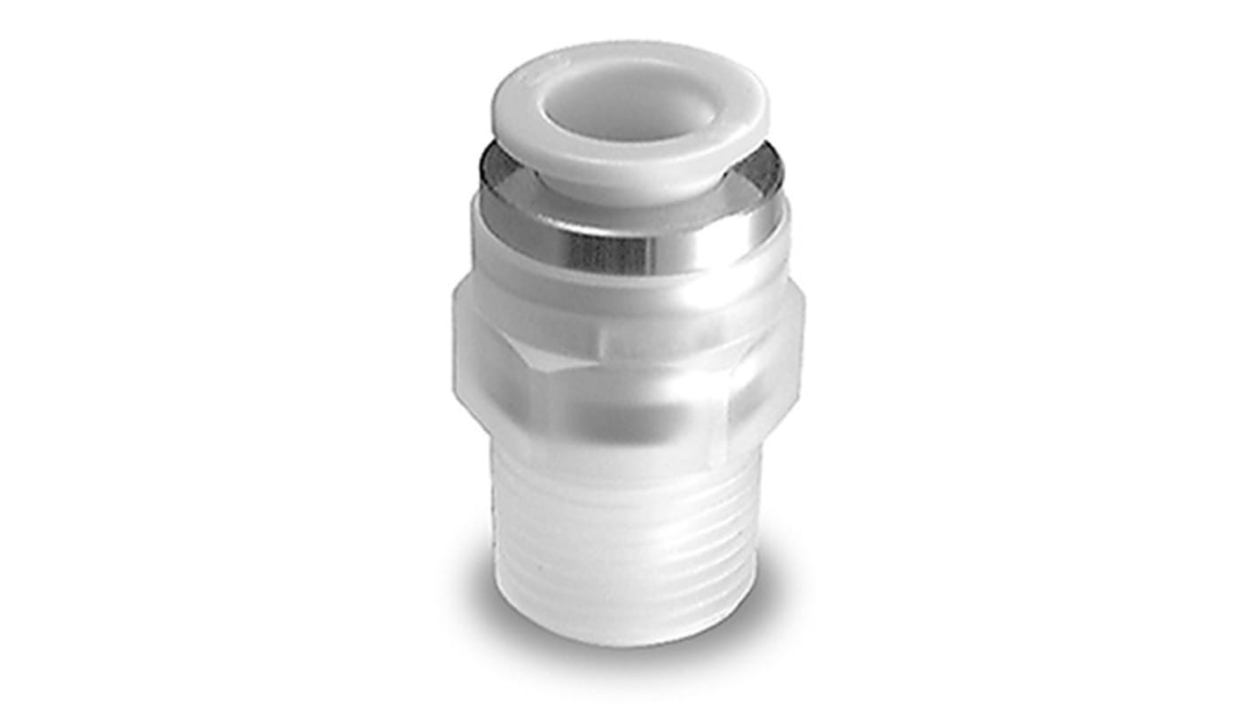 SMC KP Series Male Connector, R 1/4 to Push In 8 mm, Threaded-to-Tube Connection Style