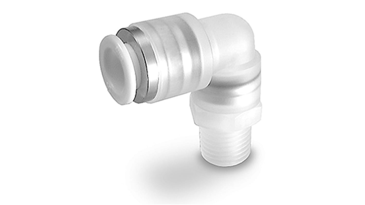 SMC KP Series Male Stud Elbow, R 1/4 to Push In 10 mm, Threaded-to-Tube Connection Style