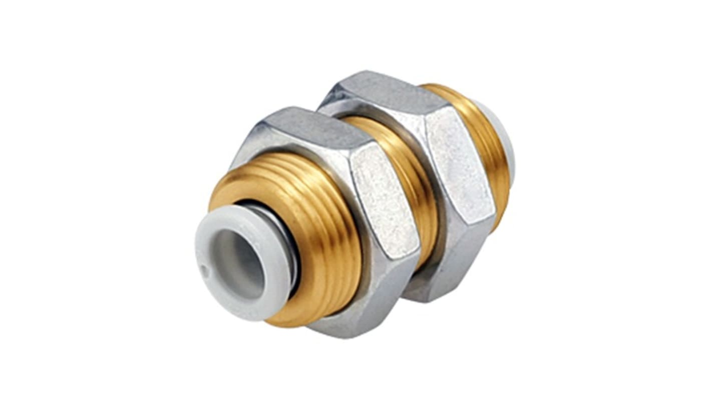 SMC KQ2 Series Bulkhead Union, Push In 3.2 mm to Push In 3.2 mm, Tube-to-Tube Connection Style