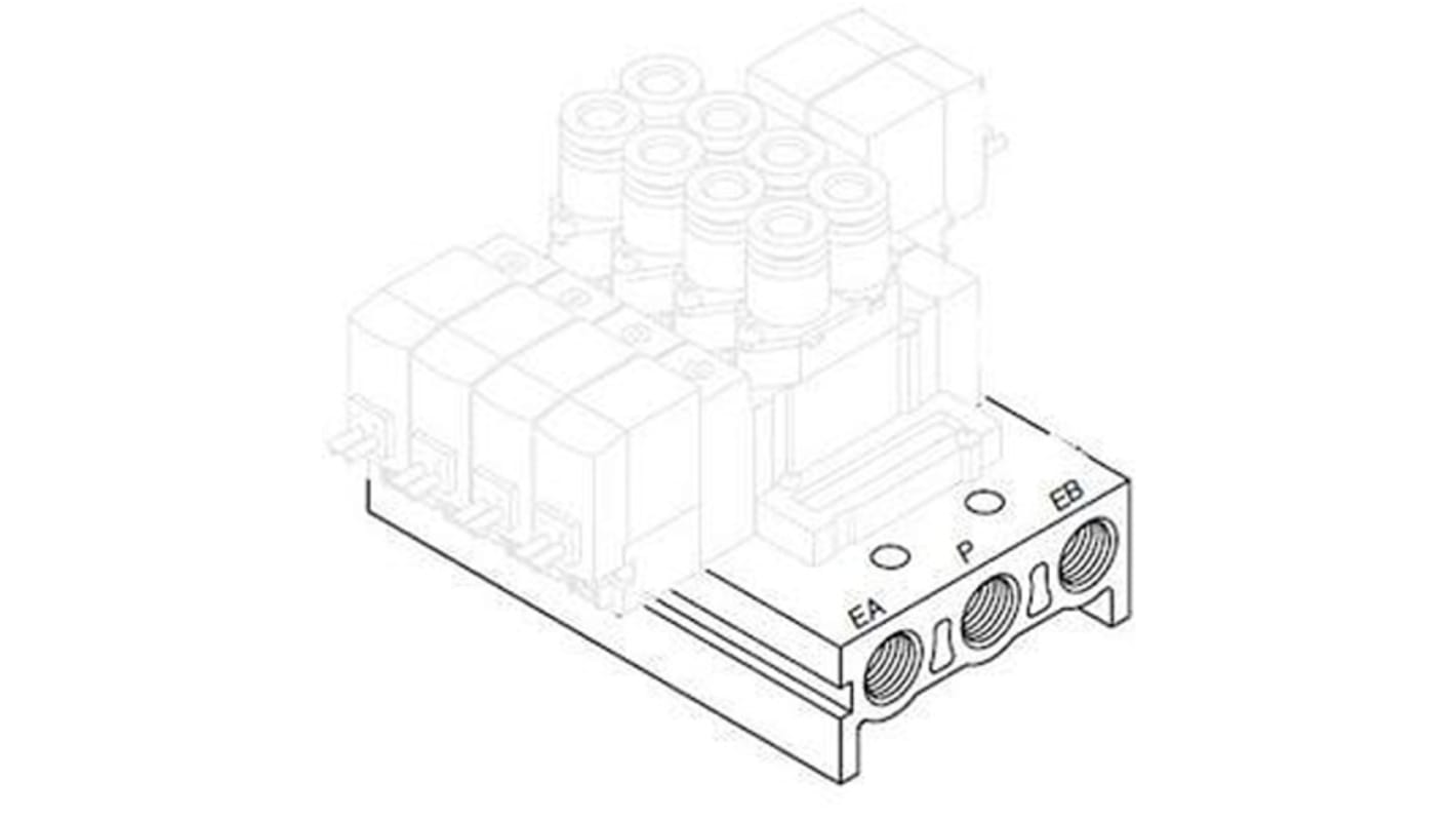 SMC SY5000 series 4 station G 1/8 Manifold for use with 5 Port Solenoid Valve