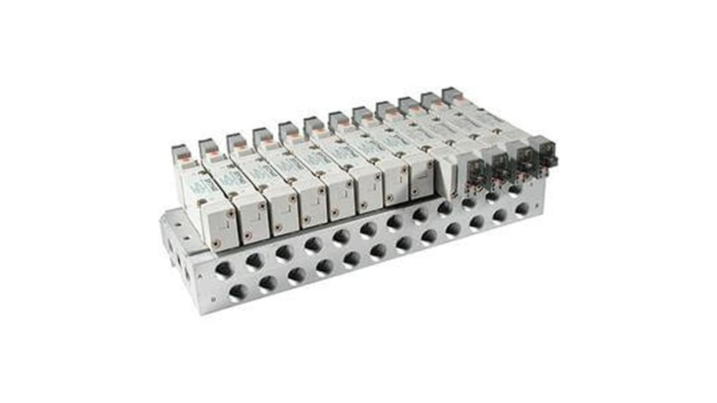 SMC SS5Y7 series 3 station G 1/4 Manifold for use with 5 Port Solenoid Valve