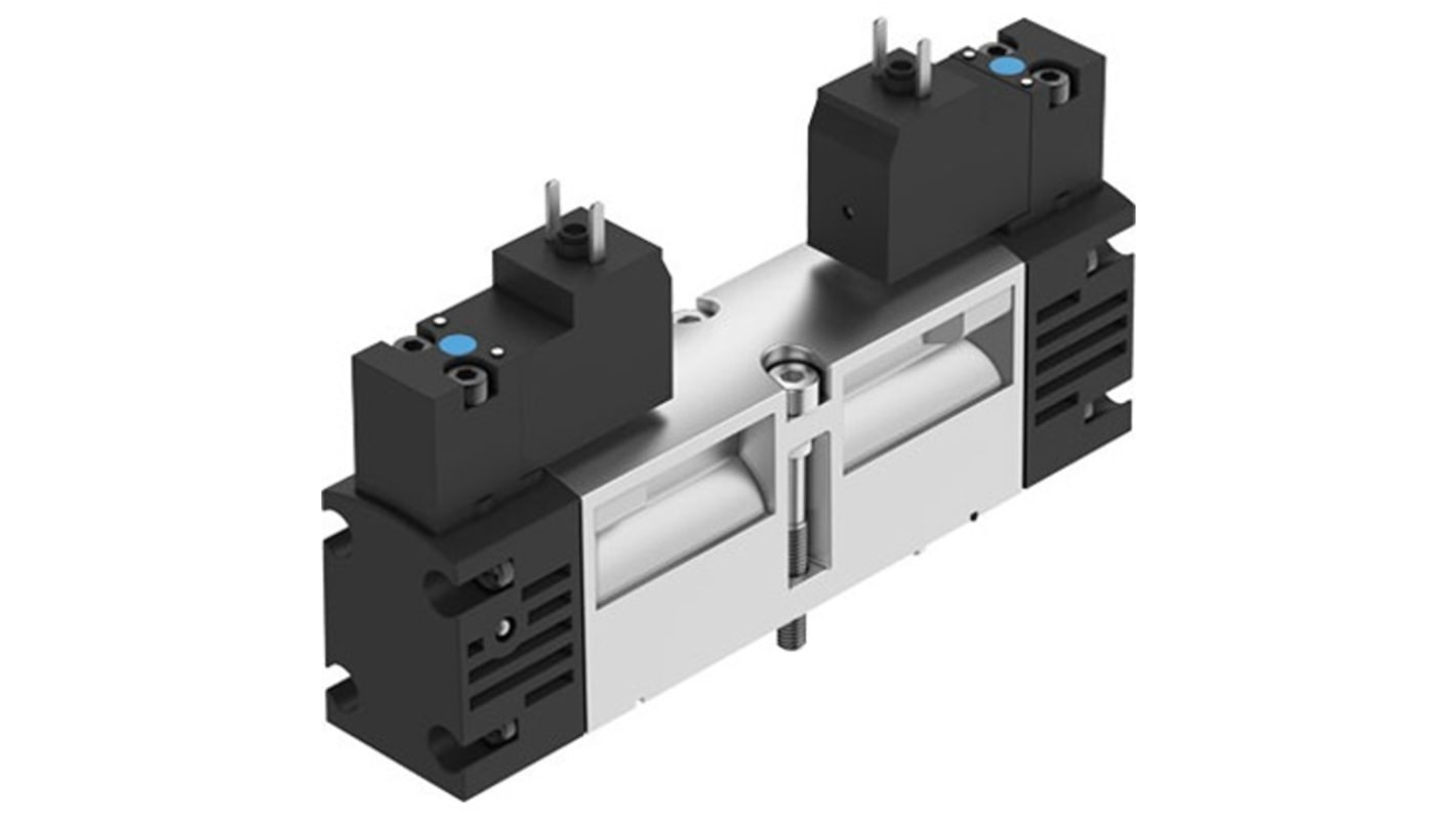 Festo 2X3/2-Way, Monostable, Open Pneumatic Solenoid Valve - Electrical G 1/4 VSVA Series 24V dc