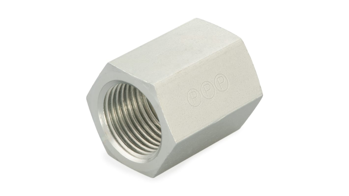 Racor hidráulico, Parker, 1/4GG44MS, Connector A Hembra de 1/2-14 BSPP, Connector B Hembra BSPP 1/4-19