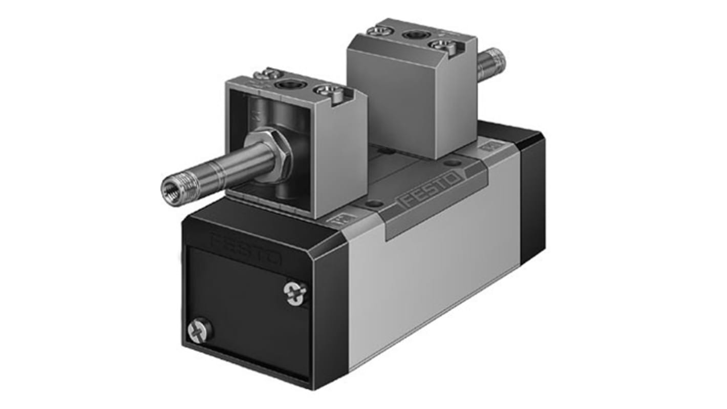 Festo 5/3-Way, Pressurised Pneumatic Solenoid/Pilot-Operated Control Valve - Electrical G 1/4 MFH Series 24V dc