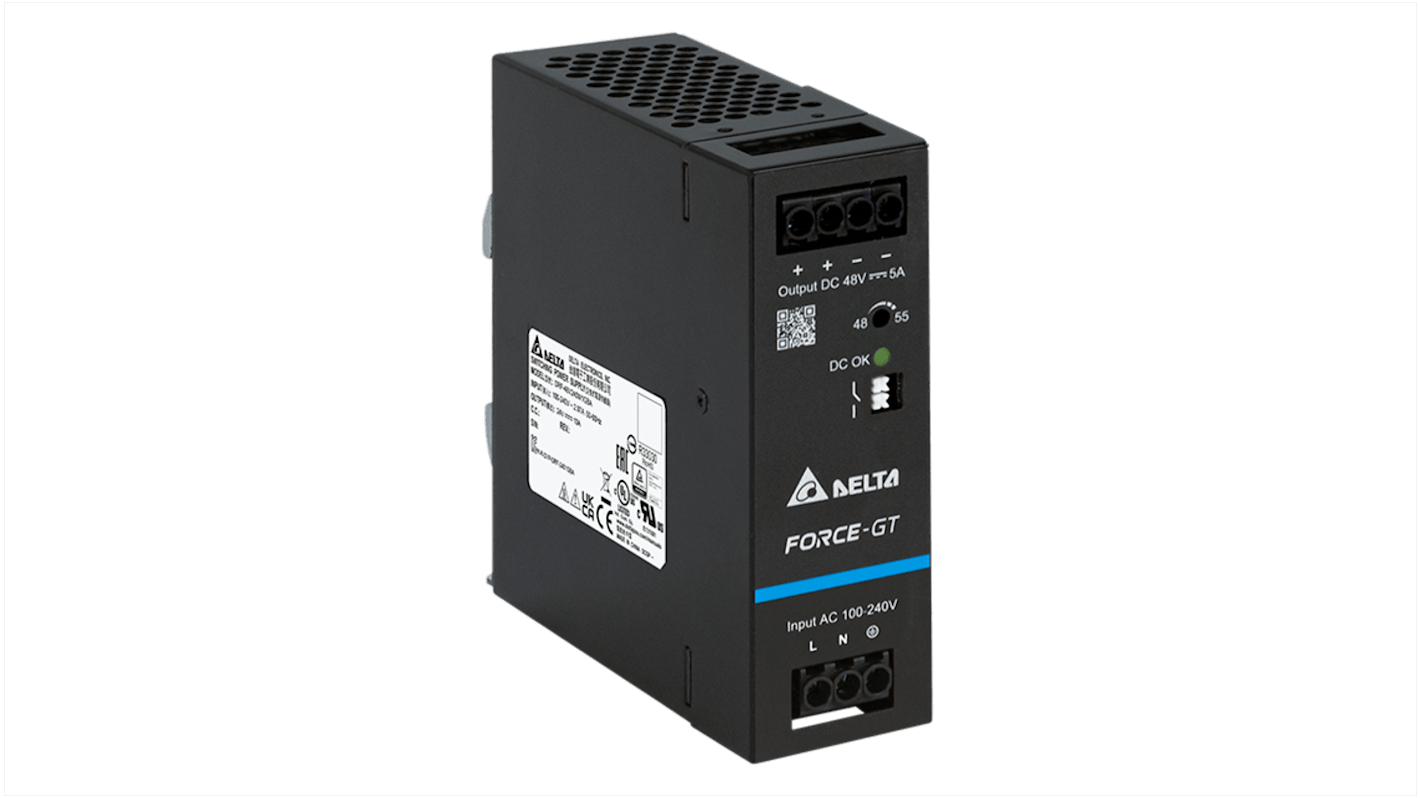 Fuente de alimentación de carril DIN Delta Electronics, DRF-240W 48V dc 5A 240W