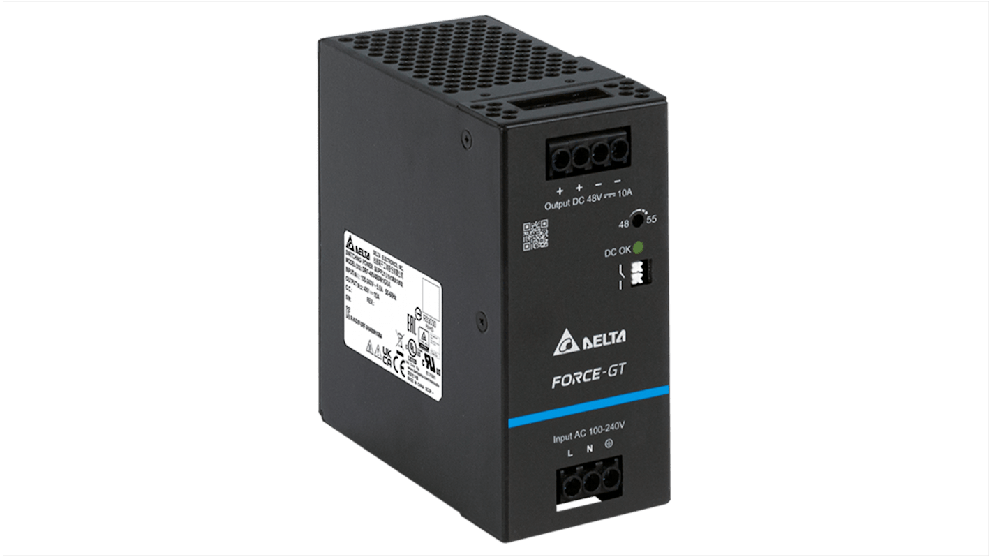 Alimentation pour rail DIN Delta Electronics, série DRF-240W, 90 → 264V c.a.in, 48V c.c.out 5A, 240W