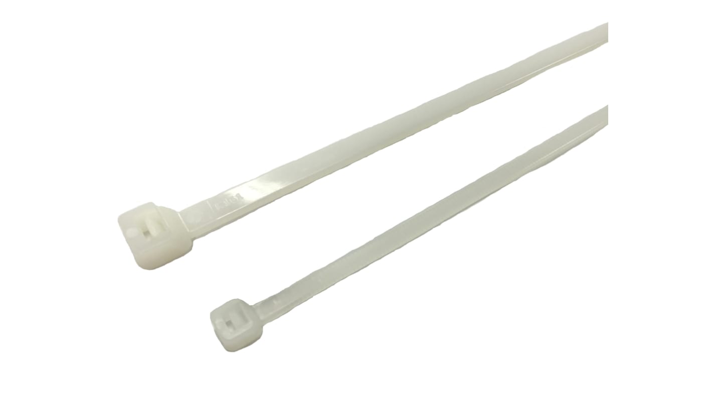 RS PRO Cable Ties, 330mm x 3.6mm, Natural Nylon, Pk-100