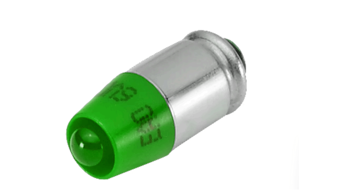 EAO Green LED Indicator Lamp, 48V ac/dc, T1 3/4 MG Base, 6.1mm Diameter, 600mcd