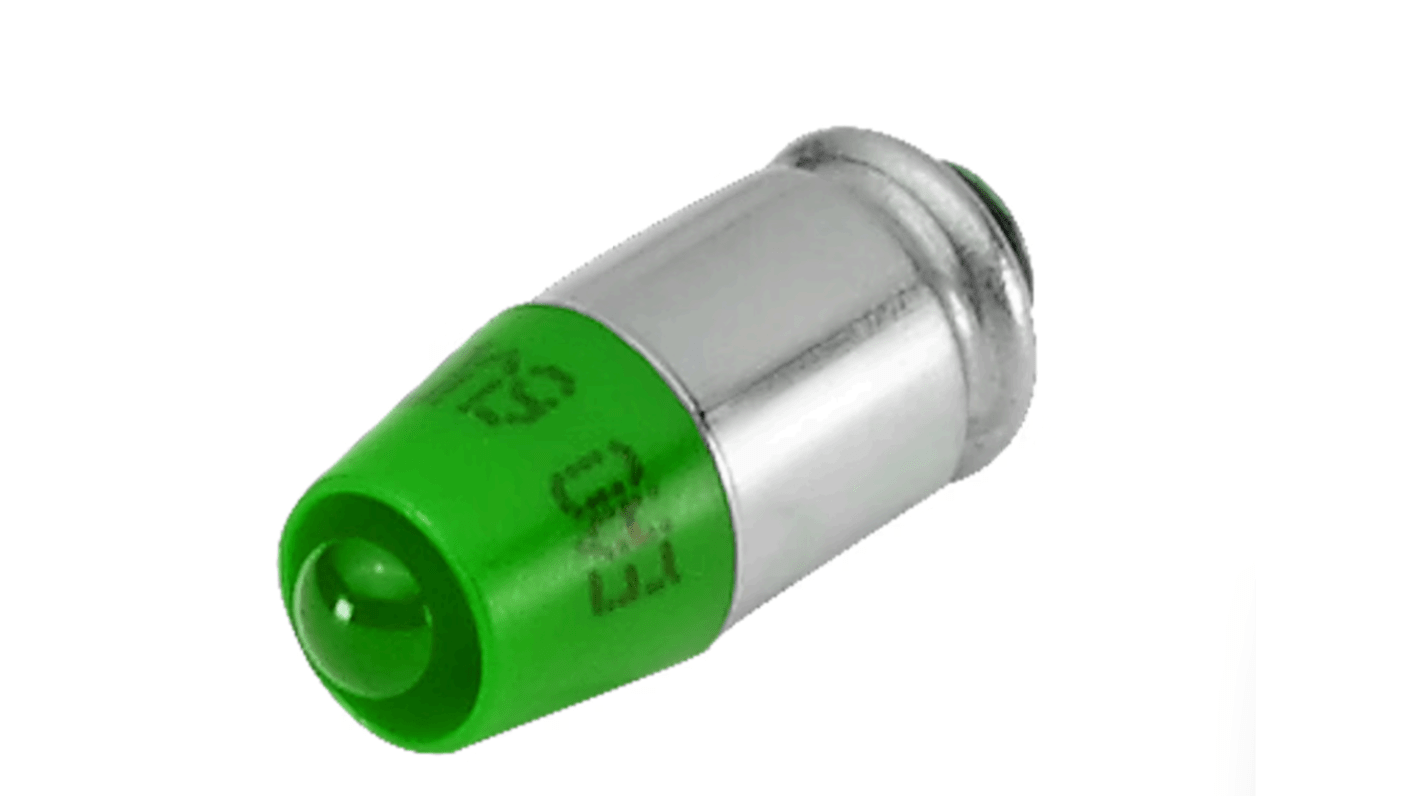 Bombilla para piloto luminoso LED EAO Verde, 48V dc, 600mcd, casquillo T1 3/4 MG, Ø 6.1mm