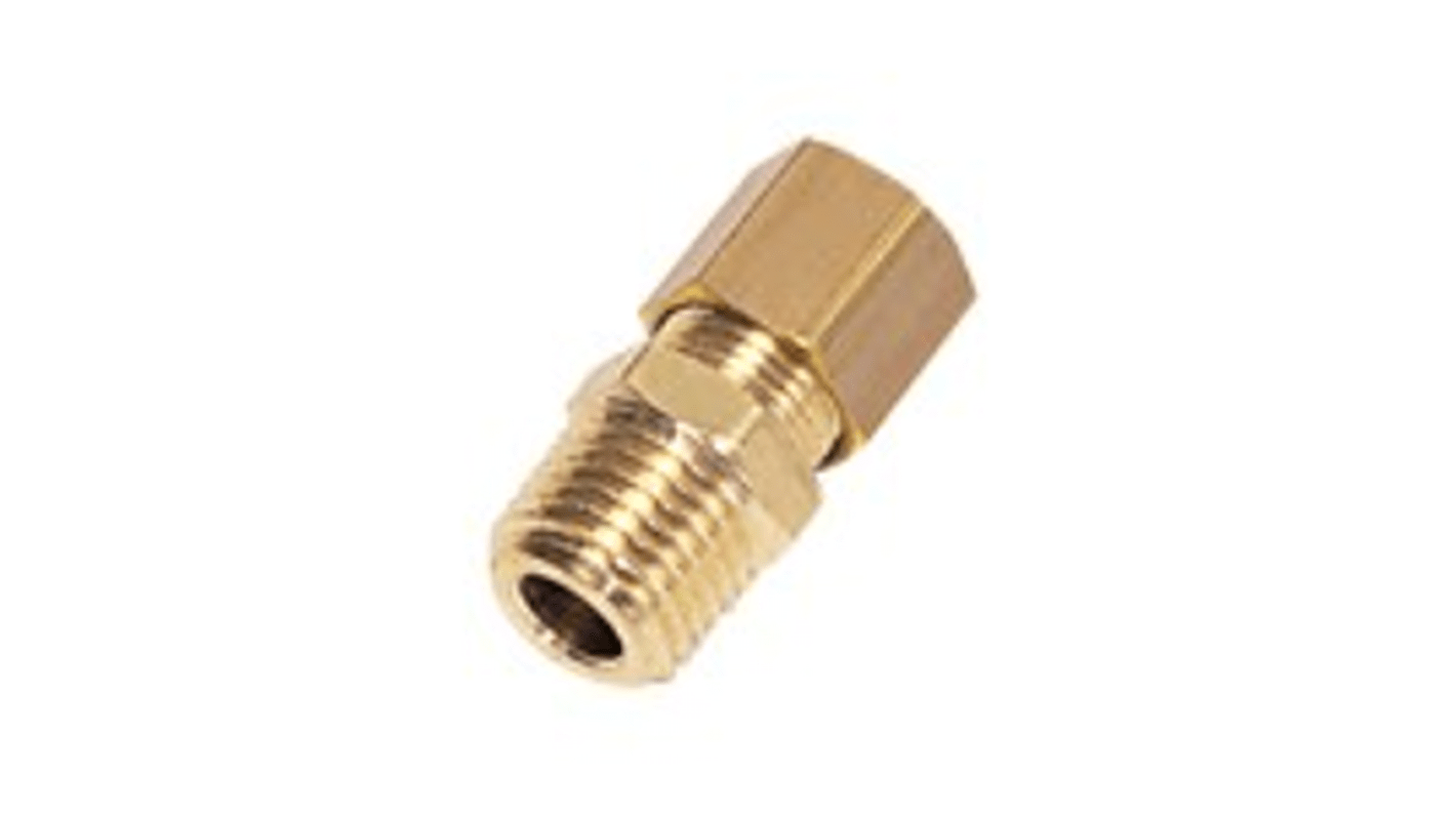 Legris Brass Pipe Fitting, Straight Push Fit Compression Olive, Male NPT 1/8in 1/8in 6mm