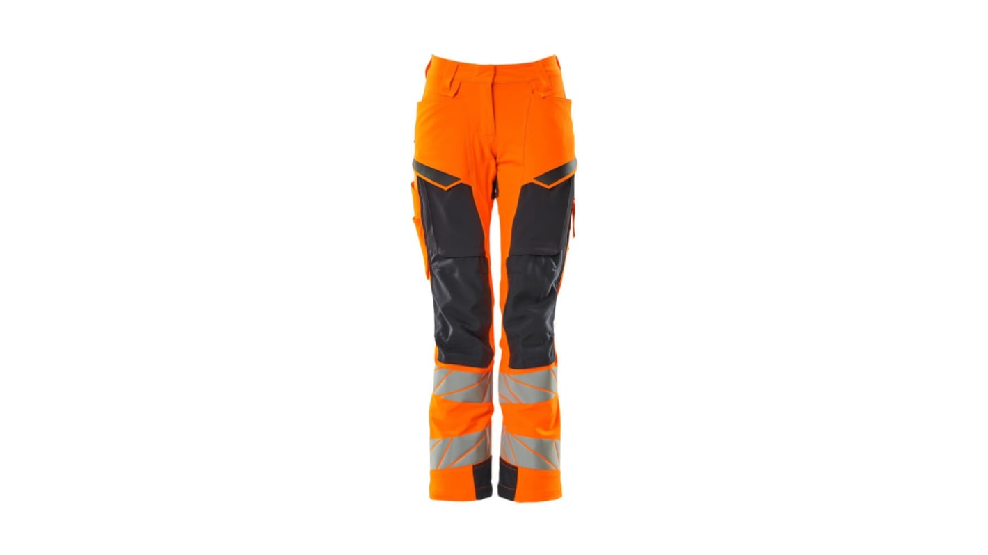 Mascot Workwear 19078-511 Orange/Navy Lightweight, Water Repellent Hi Vis Trousers, 78cm Waist Size