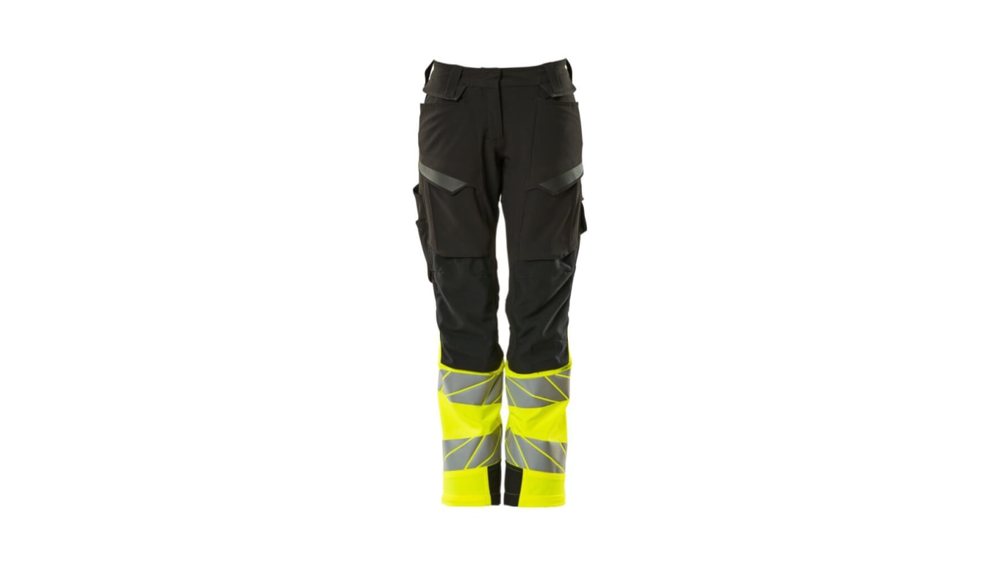 Mascot Workwear 19178-511 Black, Yellow Lightweight, Water Repellent Hi Vis Trousers, 78cm Waist Size