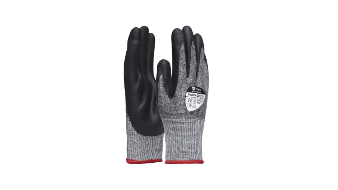 Polyco Healthline Matrix GH370 Black/Grey Abrasion Resistant, Cut Resistant, Tear Resistant Gloves, Size 7, Nitrile