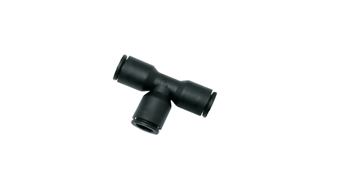 Legris LF 3000 Series Tee Tube-to-Tube Adaptor, Push In 8 mm to Push In 10 mm, Tube-to-Tube Connection Style, 3104 08 10