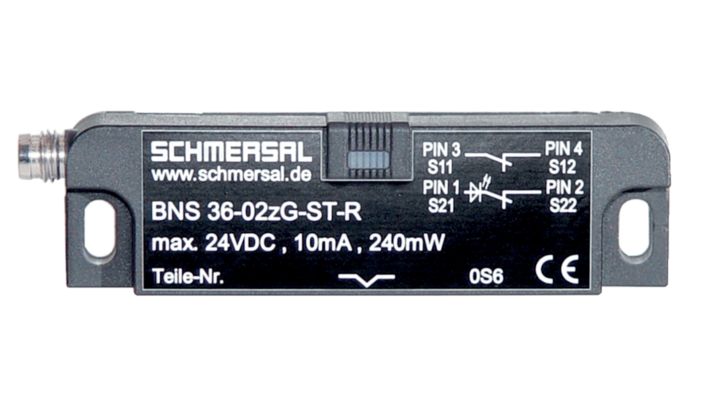 Schmersal BNS 36 Series Flush Magnetic Non-Contact Safety Switch, Reinforced Thermoplastic Housing, 2, M8