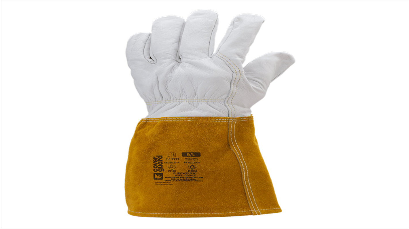 Coverguard EUROWELD 100 Grey Leather Heat Resistant Work Gloves, Size 8