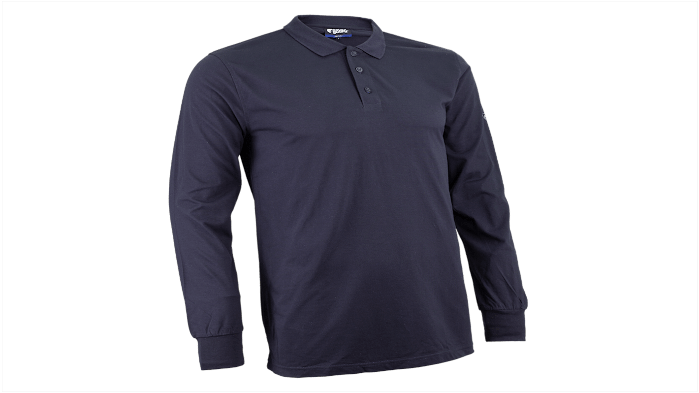 Coverguard 5LAU120 Navy 1% Antistatic Fiber, 39% Cotton, 60% Modacrylic Polo Shirt, UK- L