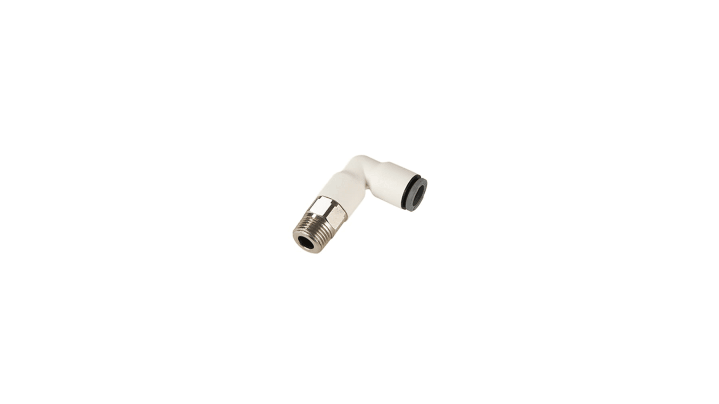 Legris LIQUIfit Series Elbow Fitting, Push In 10 mm to R 1/4, Tube to Swivel Connection Style, 6979 10 13